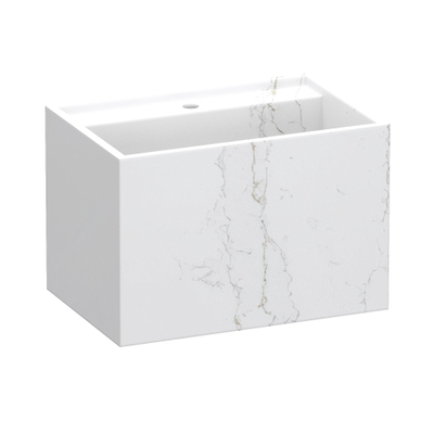 BRAUER Nova wastafel - 60x46x40cm - incl. verborgen ophangbeugels - 1 wasbak - 1 kraangat - composiet - marmerlook - Calacatta Gold