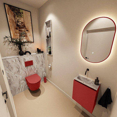 MONDIAZ TURE-DLUX 40cm toiletmeubel Fire. EDEN wastafel Glace positie links. Zonder kraangat.