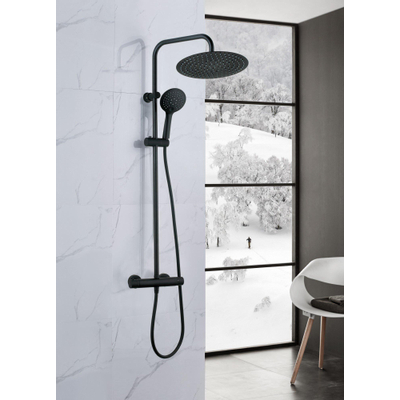 Adema Sparkle 2.0 regendoucheset met thermostaat hoofddouche 30cm handdouche 3 standen zwart 110cm TWEEDEKANS