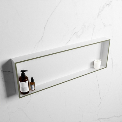 Mondiaz Easy nis 29.5x89.5x8cm voor Inbouw/opbouw 1 open vak Solid surface Talc/Army