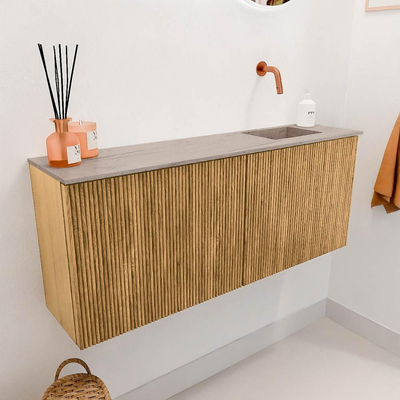 Mondiaz JOYA-DLUX 100cm toiletmeubel - kleur Oak - Wastafel FAYE positie Rechts Zonder kraangat kleur Saba.