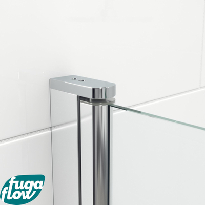 FugaFlow Efficiente Vetro Badwand - 2 delig draaibaar - 110x150cm - 6mm veiligheidsglas - anti kalk - chroom