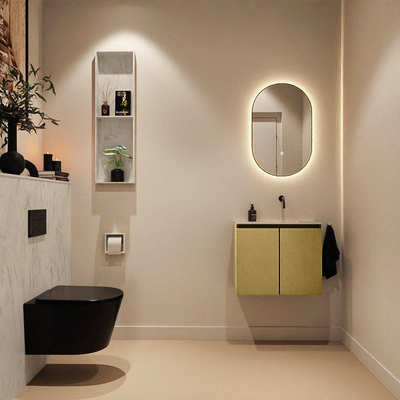 MONDIAZ TURE-DLUX Meuble toilette - 60cm - Oro - EDEN - vasque Opalo - position droite - sans trou de robinet