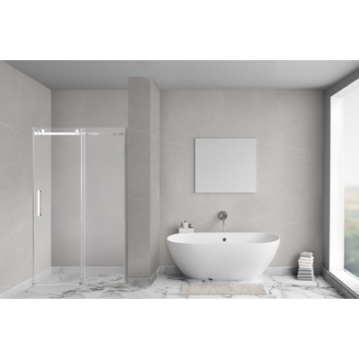 Aqua Vista Novara Nisdeur - 100x200cm - helder glas - incl. montageset - Chroom