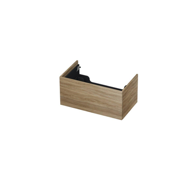 INK Wastafelonderkast - 80x45x37.6cm - 1 lade - push to open - met recht opdekfront - MFC - Zuiver eiken