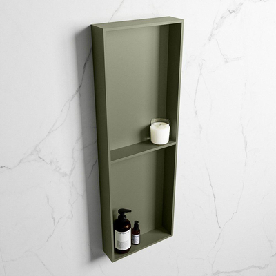Mondiaz Easy nis 29.5x149.5x8cm - inbouw/opbouw - 2 open vakken - Solid surface - Army