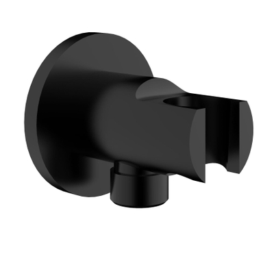 Wiesbaden UniMatch Coude de raccord mural avec porte-douchette rond 1/2" mat noir