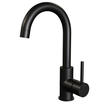 Brauer BlackEdition Wastafelmengkraan opbouw - hoog - draaibaar - ronde uitloop - model a - mat zwart SHOWROOMMODEL