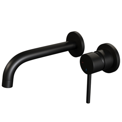 BRAUER Black Edition Wastafelmengkraan inbouw - gebogen uitloop links - hendel lang smal - inclusief inbouwdeel - model A 1 - mat zwart