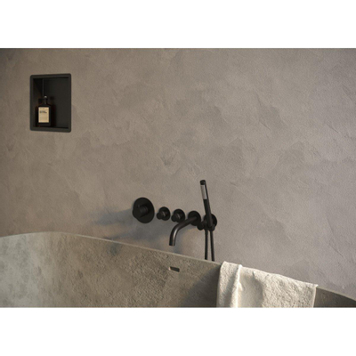 BRAUER Black Edition Badkraan Inbouw - douchegarnituur - 20cm uitloop - inclusief inbouwdeel - 3 gladde knoppen - handdouche staaf 1 stand - mat zwart