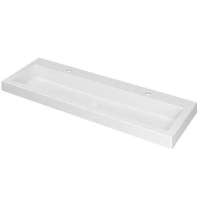 Ink dock lavabo 120x6x40cm 2 trous pour robinets 1 évier polystone blanc mat