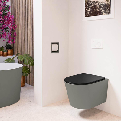 MONDIAZ LAVIE WC suspendu - 36x53cm - sans bride - Urban (noir) - softclose - quick-release - abattant WC - Smoke (gris)