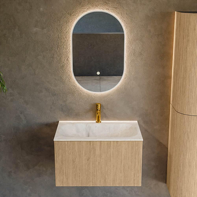 MONDIAZ KURVE-DLUX 70cm Meuble salle de bain - couleur Oak - 1 tiroir - vasque BIG SMALL centre - 1 trou de robinet - couleur Frappe