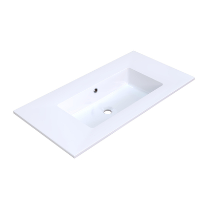 Arcqua Mira Lavabo encastré - 91x46x1.5cm - vasque simple - sans trou de robinet - marbre de synthèse - blanc brillant