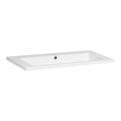 BRAUER Solar Slim lavabo 80x46x2.5cm - 1 vasque - 1 trou de robinet - marbre minéral - blanc satiné