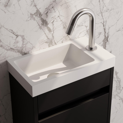 BRAUER Stripe Robinet de lavabo - apparent - bec courbé - couleur inox brossé PVD