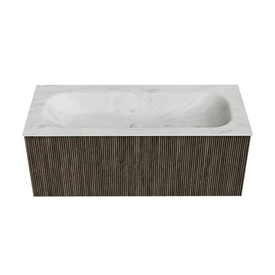 Mondiaz KURVE-DLUX Ensemble de meuble de salle de bains - 110x46x40cm - 1 tiroir - lavabo solid surface - central - sans trou de robinet - Shadow