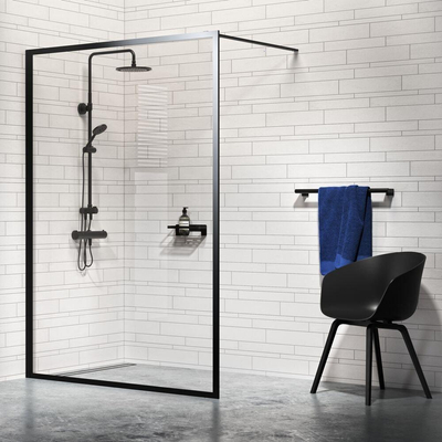 Sealskin Contour inloop douche type A3 138 cm breed, 200 cm hoog, zwart, 6 mm helder veiligheidsglas