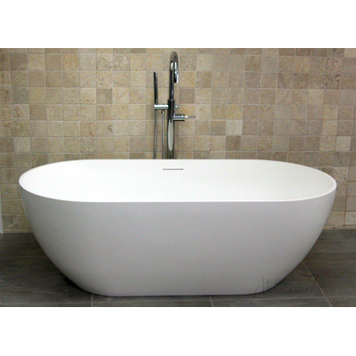 Riho Bilbao Baignoire îlot 170x80x55.5cm Solid Surface avec siphon Blanc mat