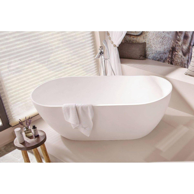 Zeza Iceland Baignoire îlot 150x75x55.5cm Solid Surface avec siphon Blanc mat