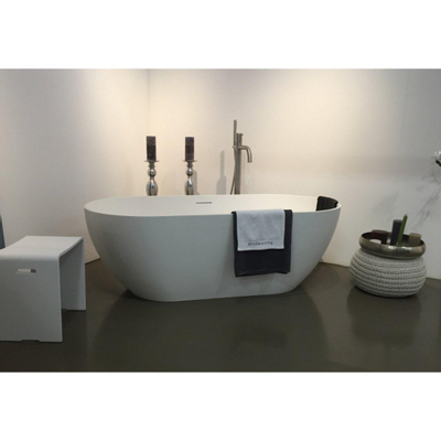 Riho Bilbao Baignoire îlot - 170 x 80 cm - surface solide - avec siège - avec coussin - blanc mat