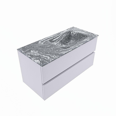 Mondiaz VICA-DLUX Ensemble de meuble de salle de bain - 100cm - meuble sous-vasque cale - 2 tiroirs - lavabo encastrée cloud droite - 1 trou de robinet - version haute de 60cm - lave