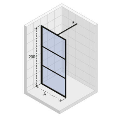 Riho Grid douchewand 120x200cm zwart profiel en helder glas
