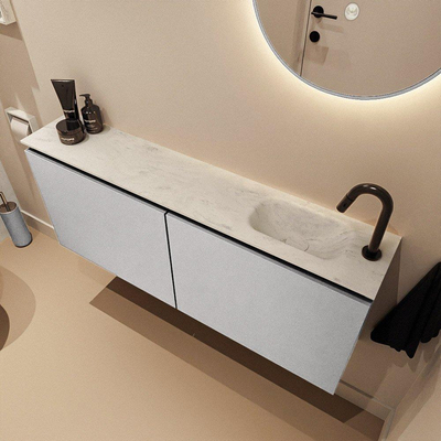 MONDIAZ TURE-DLUX Meuble WC 120 cm Plata. Lavabo EDEN Opalo position droite. Avec 1 trou de robinet.