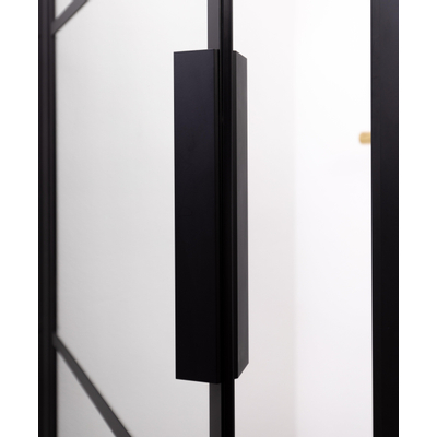 Riho Grid porte pivotante 90x200cm profil noir et verre transparent