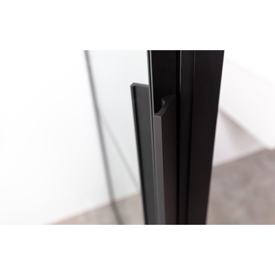 Riho Grid Porte pivotante 80x200cm profilé noir et verre clair