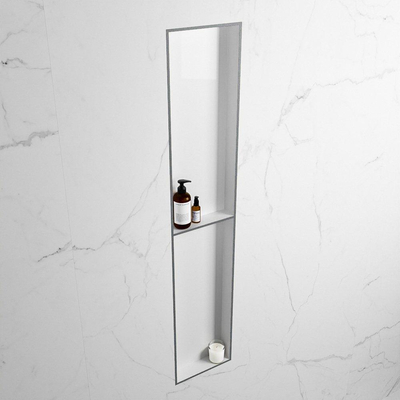 MONDIAZ EASY Nis - 89.5x29.5cm - geschikt voor in- of opbouw - 2 vakken - kleur Plata | Talc