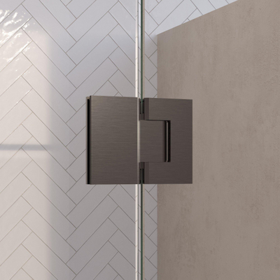 BRAUER Void Carving Nisdeur - 2-delig - 200x200cm - 70cm draaideur aan glas - glascoating - omkeerbaar - helder glas - geborsteld gunmetal PVD
