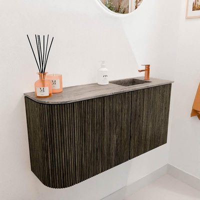 Mondiaz JOYA-DLUX 81.6cm toiletmeubel - ronding links kleur Shadow - Wastafel FAYE positie Rechts 1 kraangat kleur Oza.