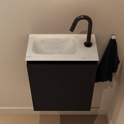 MONDIAZ TURE-DLUX Meuble toilette - 40cm - Urban - EDEN - vasque Opalo - position gauche - 1 trou de robinet