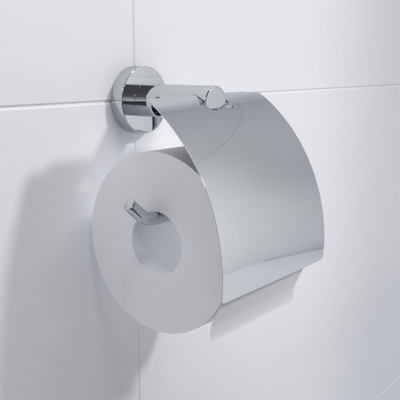 Ozean Porte-papier toilette avec couvercle rond chrome