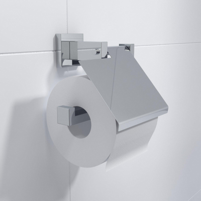 Ozean Eternal Toiletrolhouder - met klep - hoekig - chroom OUTLETSTORE