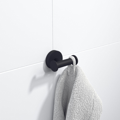 Ozean Eternal Handdoekhaak - dubbel - rond - mat zwart OUTLETSTORE