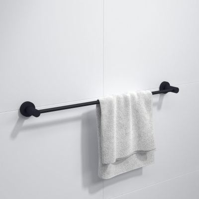 Ozean Porte-serviette simple rond noir mat