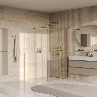 BRAUER Orion Paroi de douche à l'italienne - 120x200cm - verre clair - revêtement en verre - PVD - or brossé