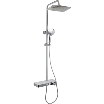 GO by Van Marcke Ivory opbouw regendoucheset – thermostatisch – 30 cm rechthoekige hoofddouche – handdouche – chroom