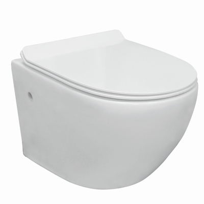 GO by Van Marcke Aquaflow Compact WC suspendu sans bride avec abattant frein de chute et déclipsable blanc