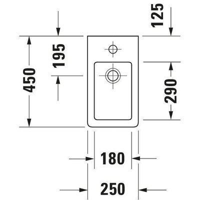 Duravit Vero Fontein - met kraangat - met overloop - 25x45cm - wit