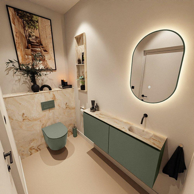 MONDIAZ TURE-DLUX 120cm toiletmeubel Army. EDEN wastafel Frappe positie rechts. Zonder kraangat.