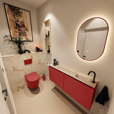 MONDIAZ TURE-DLUX 120cm toiletmeubel Fire. EDEN wastafel Frappe positie rechts. Met 1 kraangat.