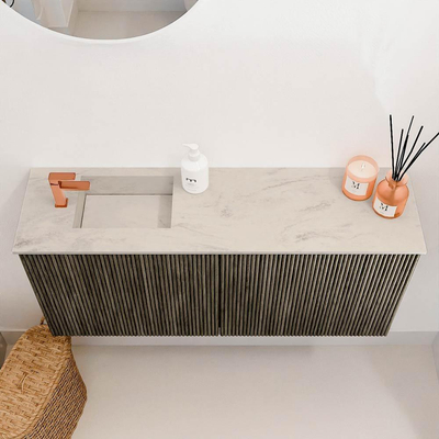 Mondiaz JOYA-DLUX 90cm meuble de toilette - couleur Shadow - Vasque FAYE position Gauche 1 trou de robinet couleur Opalo.