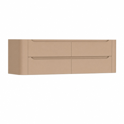 H&R Badmeubelen Juice Wastafelonderkast - 140x45x50cm - afgeronde hoeken - 4 lades - geïntegreerde greep - Peach