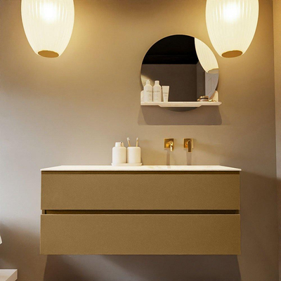 Mondiaz VICA-DLUX ensemble de meuble de salle de bain - 120cm - meuble sous-vasque oro - 2 tiroirs - lavabo encastré cloud droite - sans trous de robinet - miroir modèle spot - version XL 60cm haut - ostra