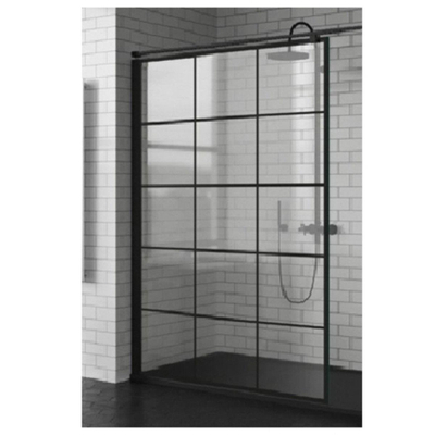 Douche à l'italienne Novellini Kuadra 160 ver.157-160 motif carré noir mat