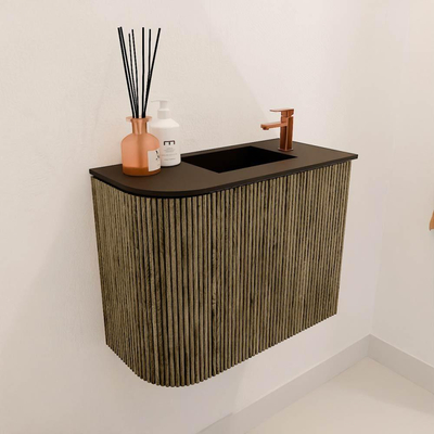 Mondiaz JOYA 51.6cm toiletmeubel - ronding links kleur Dusk - Wastafel FAYE positie Rechts 1 kraangat kleur Urban.