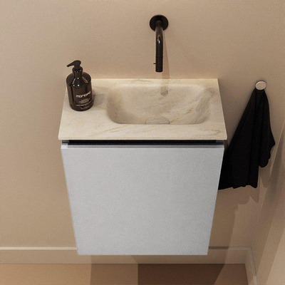 MONDIAZ TURE-DLUX 40cm toiletmeubel Plata. EDEN wastafel Ostra positie rechts. Zonder kraangat.